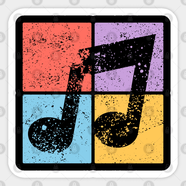 Musical Note Pop Art Design - Retro Music Symbol Sticker by TuncGK